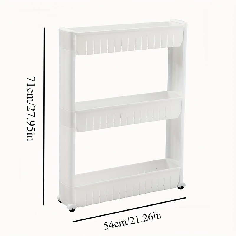 LDQ 3-Layer Super Narrow Refrigerator Gap Organizer  Free-Standing Slim Trolley Cart for Kitchen, Bathroom & Living Room Storage