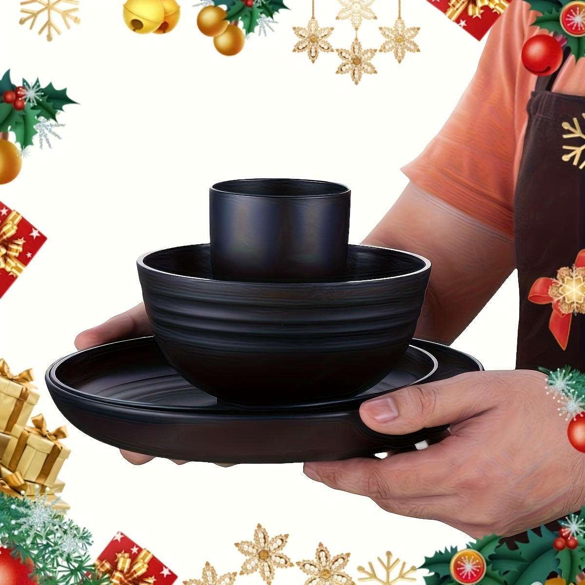 LDQ Unbreakable Plastic Dinnerware Set  12pcs/16pcs Microwave & Dishwasher-Safe Plates, Bowls & Cups for Parties & Everyday Use