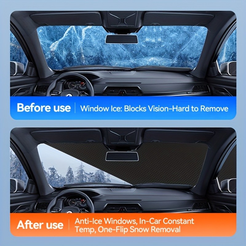 LDQ Magnetic Anti-Frost & Snow Cover  Reflective, Scratch-Resistant Winter Windshield Protector for SUVs, MPVs & Mid-Sized Cars