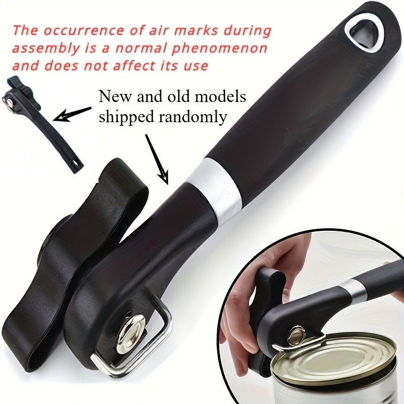 LDQ Stainless Steel TLDOD Manual Can Opener  Quick Side-Opening Kitchen Tool with Ergonomic Black Handle