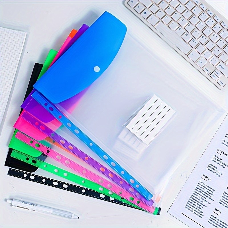 LDQ 12-Pack A4 Expanding File Folders  Heavy-Duty PP Document Organizers with Push-Button Lock & 11-Ring Binder Pockets