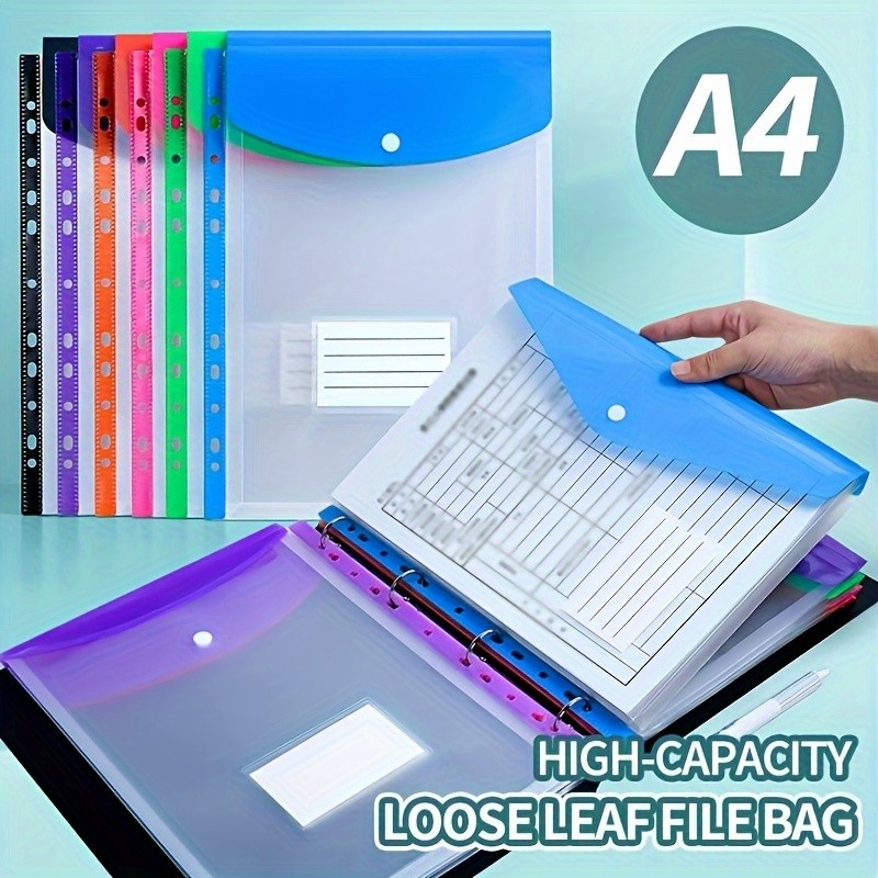 LDQ 12-Pack A4 Expanding File Folders  Heavy-Duty PP Document Organizers with Push-Button Lock & 11-Ring Binder Pockets