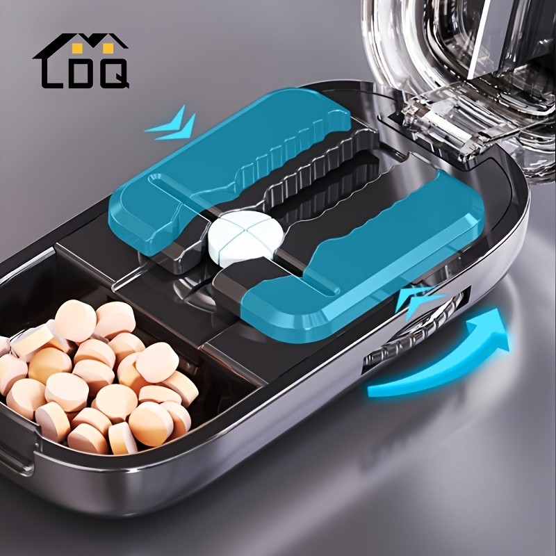 LDQ Portable Pill Cutter & Divider Accurate One-to-Two Tablet Splitter with Easy-to-Use Medication Organizer Case