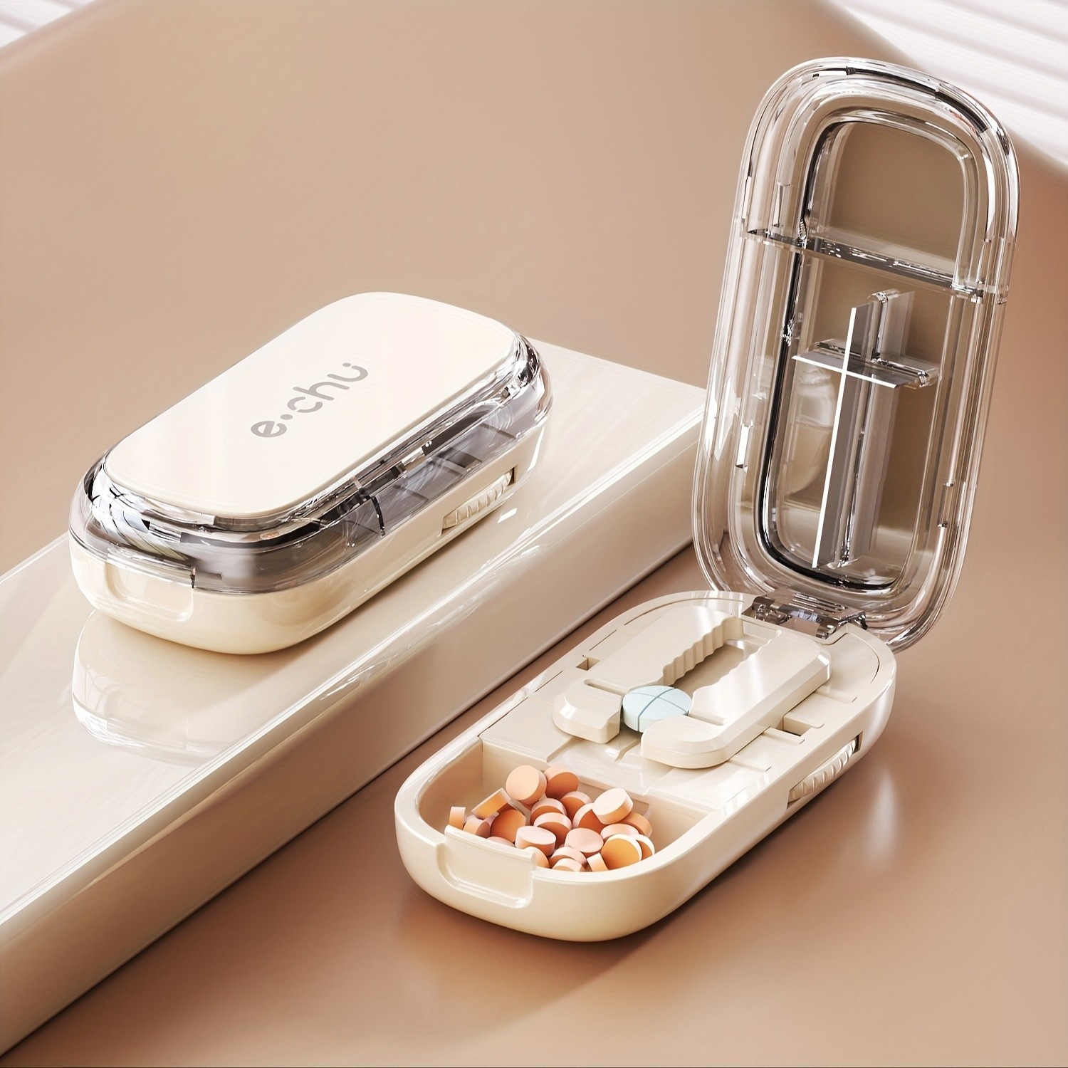 LDQ Portable Pill Cutter & Divider Accurate One-to-Two Tablet Splitter with Easy-to-Use Medication Organizer Case