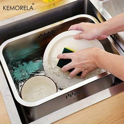 KEMORELA 304 Stainless Steel Folding Dishwashing Basin Multi-Purpose Portable Washing Basket