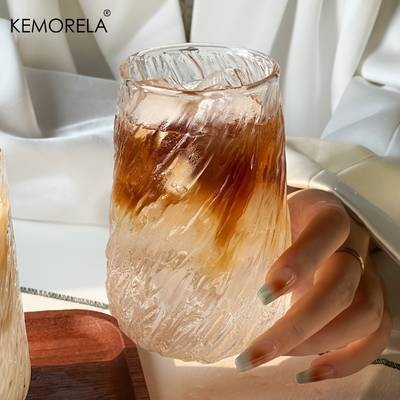KEMORELA INS Glass Coffee Cup Set (4/6pcs)  Rotating Stripe Design