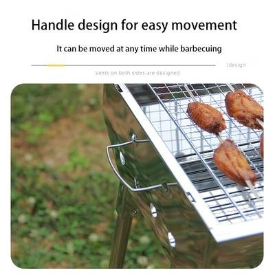 Awaoko 4pcs Extended Stainless Steel BBQ Grill Set  Foldable, Portable & Heavy-Duty