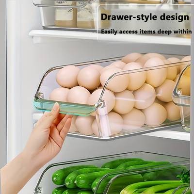 Awaoko 6pcs Large-Capacity Transparent Refrigerator Storage Boxes  Stackable PET Organiser Bins