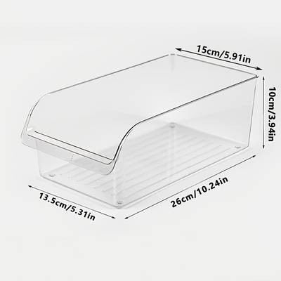 Awaoko 6pcs Large-Capacity Transparent Refrigerator Storage Boxes  Stackable PET Organiser Bins