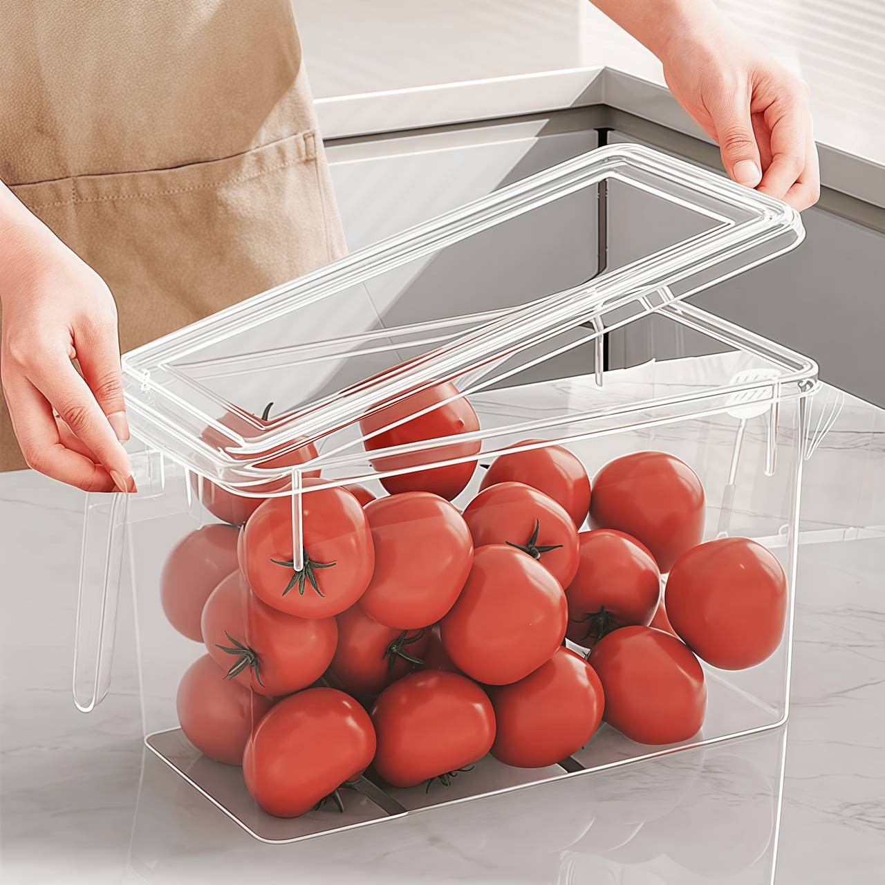 Awaoko 3pcs Extra Large Refrigerator Storage Boxes with Lids Heavy-Duty, Stackable & Transparent