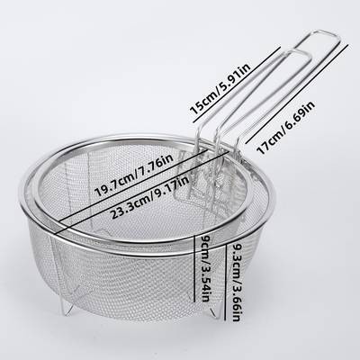 Awaoko 2pcs Stainless Steel Baking Basket Set  Heavy-Duty 304 Mesh Fry Baskets with Hooks & Legs