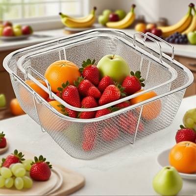 Awaoko 2pcs Stainless Steel Deep Frying Basket Set  Heavy-Duty Mesh Drainer (7.8 & 9.4)