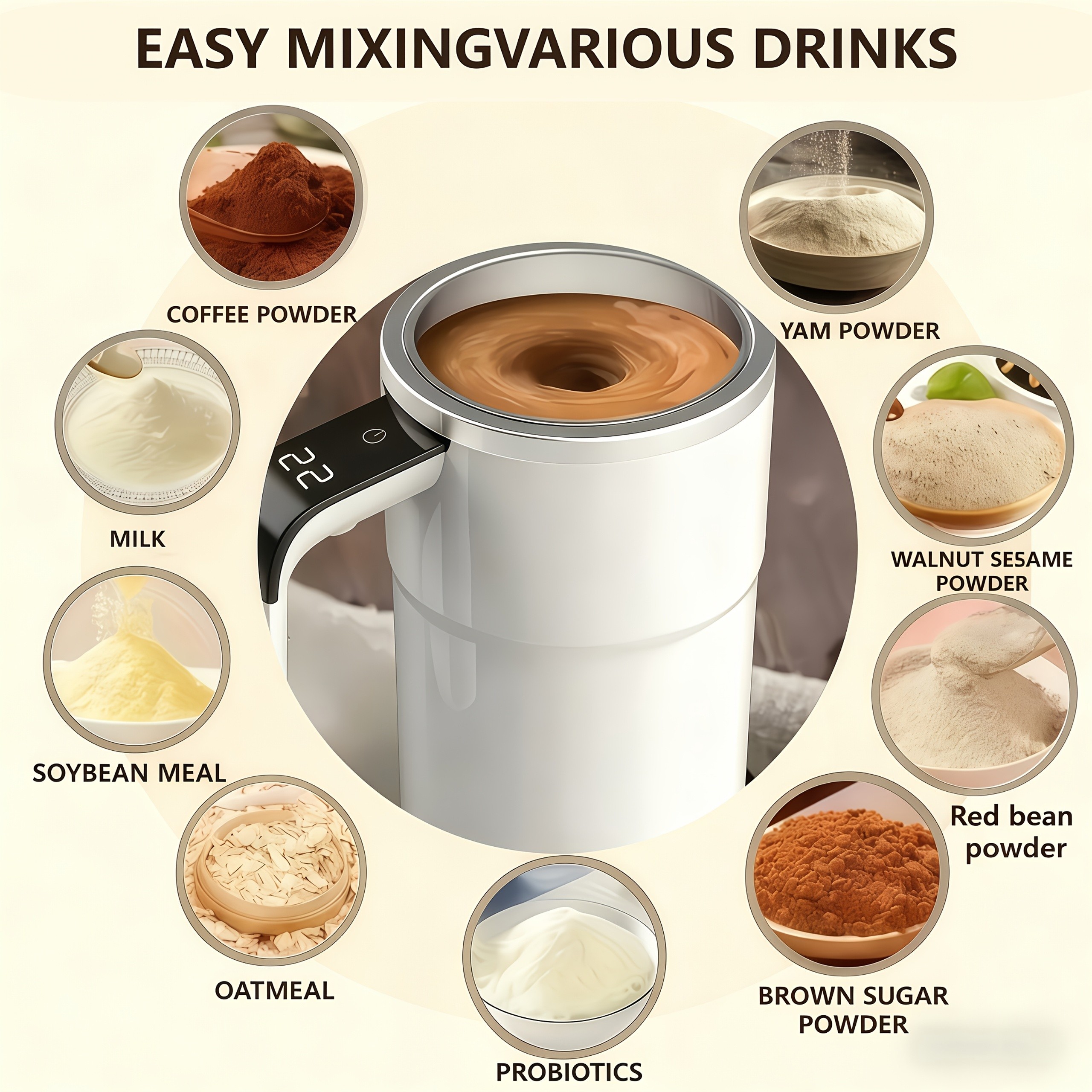 XIYHUIA ELECTRIC COFFEE MUG WITH LED TEMPERATURE DISPLAY