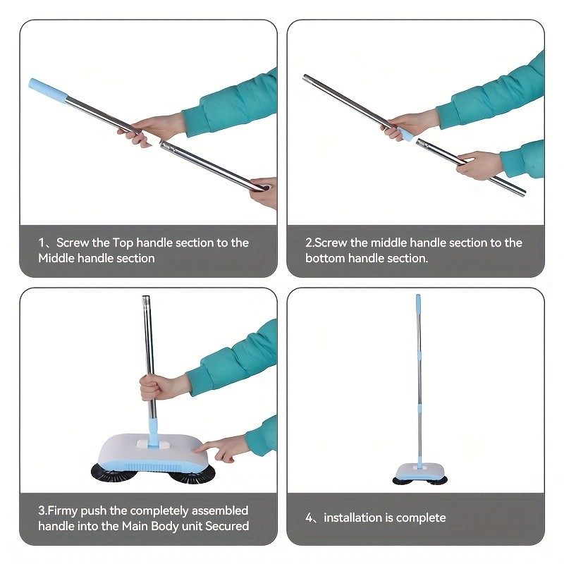 LDQ 2-in-1 Handheld Sweeper & Mop Combo  Automatic Push Broom with Dustpan for Effortless NZ Floor Cleaning