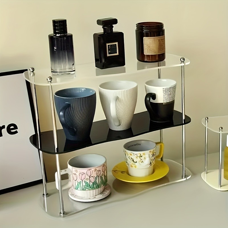 LDQ Two-Tier Acrylic Desktop Shelf Detachable Space-Saving Organiser for NZ Beauty & Workspaces