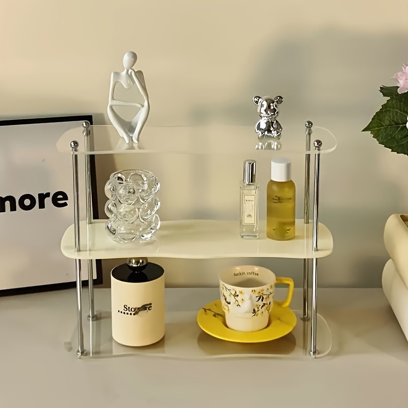 LDQ Two-Tier Acrylic Desktop Shelf Detachable Space-Saving Organiser for NZ Beauty & Workspaces