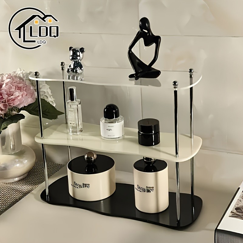 LDQ Two-Tier Acrylic Desktop Shelf Detachable Space-Saving Organiser for NZ Beauty & Workspaces