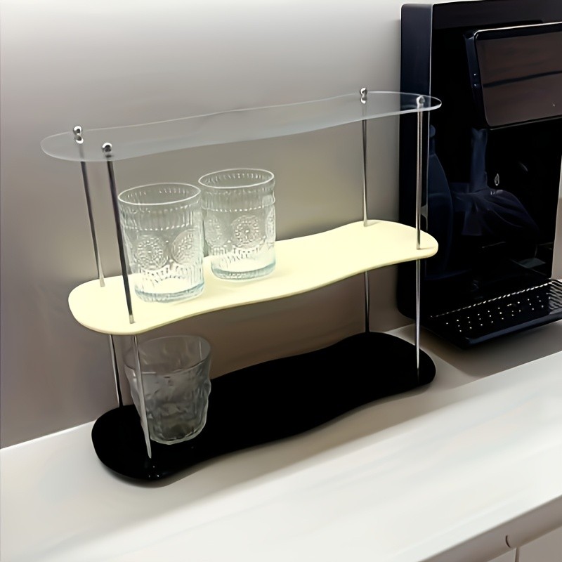 LDQ Two-Tier Acrylic Desktop Shelf Detachable Space-Saving Organiser for NZ Beauty & Workspaces