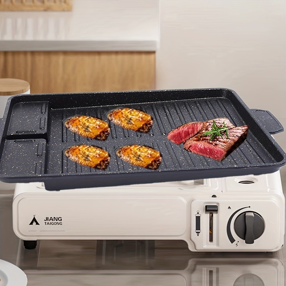 LDQ Smokeless Non-Stick Grill Pan  Durable Aluminium Alloy Rectangular Tray for Easy NZ Indoor & Outdoor BBQ