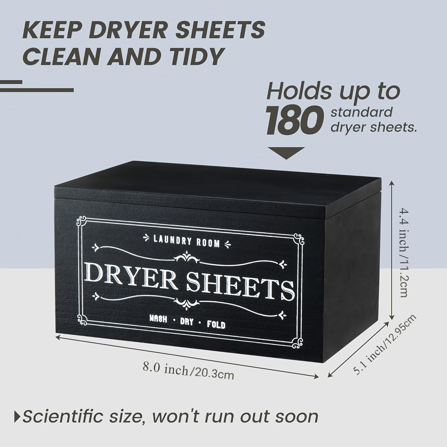 LDQ Rustic Dryer Sheet Holder  Hinged-Lid Farmhouse Container for Neat NZ Laundry Storage & Organisation