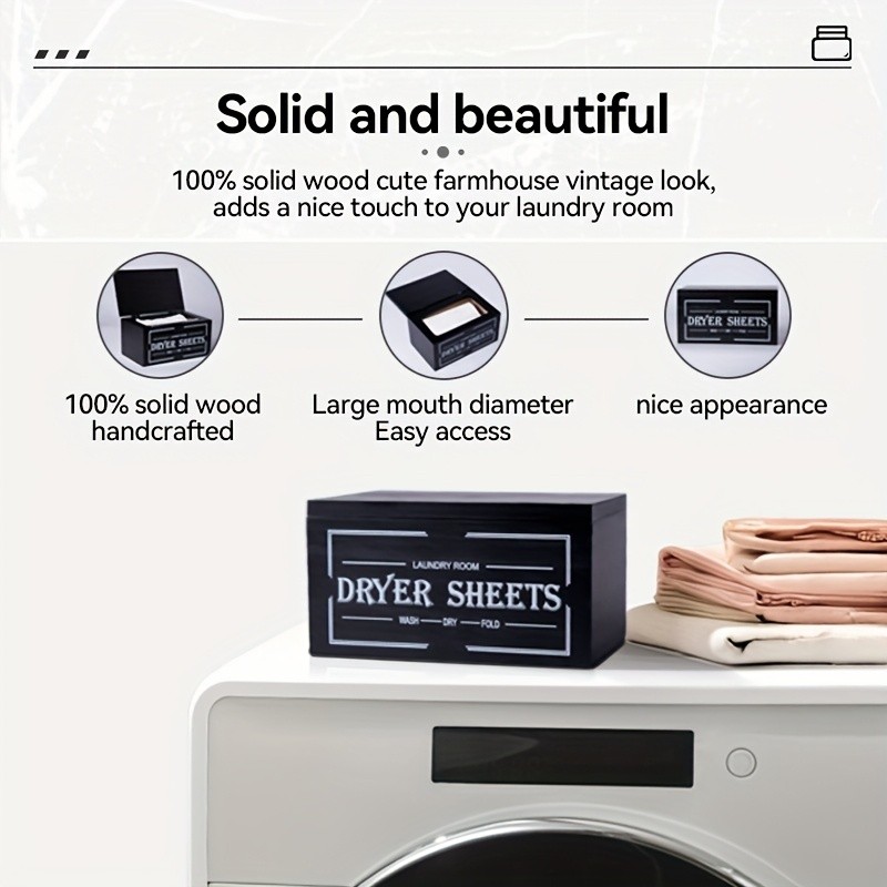 LDQ Rustic Dryer Sheet Holder  Hinged-Lid Farmhouse Container for Neat NZ Laundry Storage & Organisation