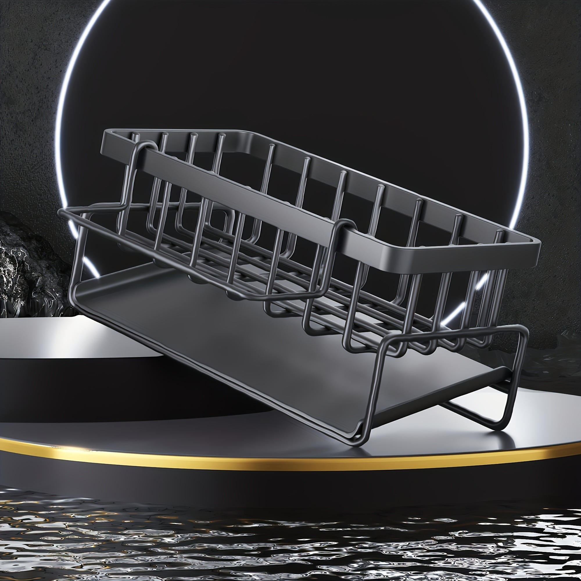 MCMLS Carbon Steel Sink Caddy  Heavy-Duty Black Countertop Rack for Smart NZ Kitchen Organisation