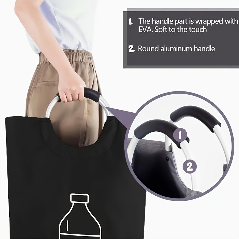 MCMLS Extra-Large Foldable Recycling Bin  Cylindrical Open-Top Storage Basket for NZ Bottles & Home Organisation