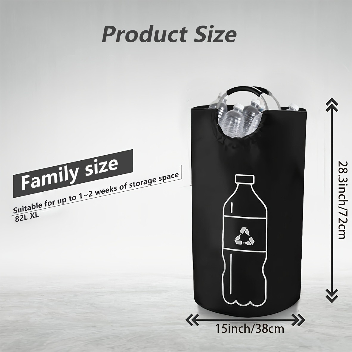 MCMLS Extra-Large Foldable Recycling Bin  Cylindrical Open-Top Storage Basket for NZ Bottles & Home Organisation