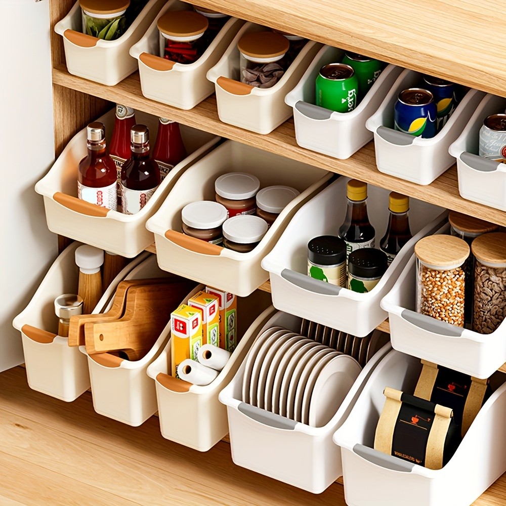 MCMLS Curved-Design Storage Box Set  Heavy-Duty Multi-Compartment Bins for Smart NZ Kitchen & Home Organisation