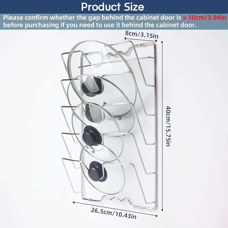 MCMLS Vertical Metal Pot Lid Rack  Heavy-Duty Multi-Tier Space-Saving Holder for NZ Cabinets & Pantries
