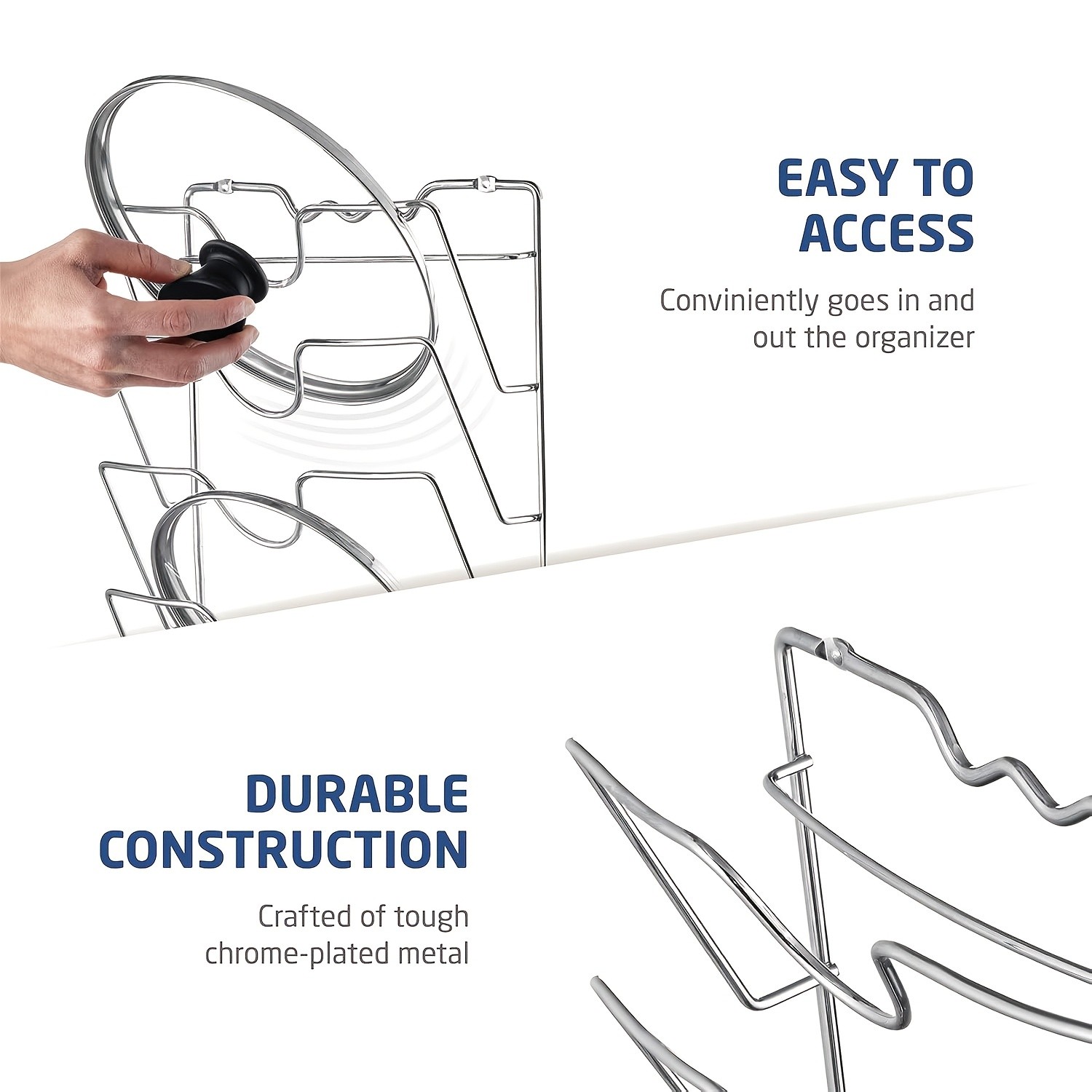 MCMLS Vertical Metal Pot Lid Rack  Heavy-Duty Multi-Tier Space-Saving Holder for NZ Cabinets & Pantries