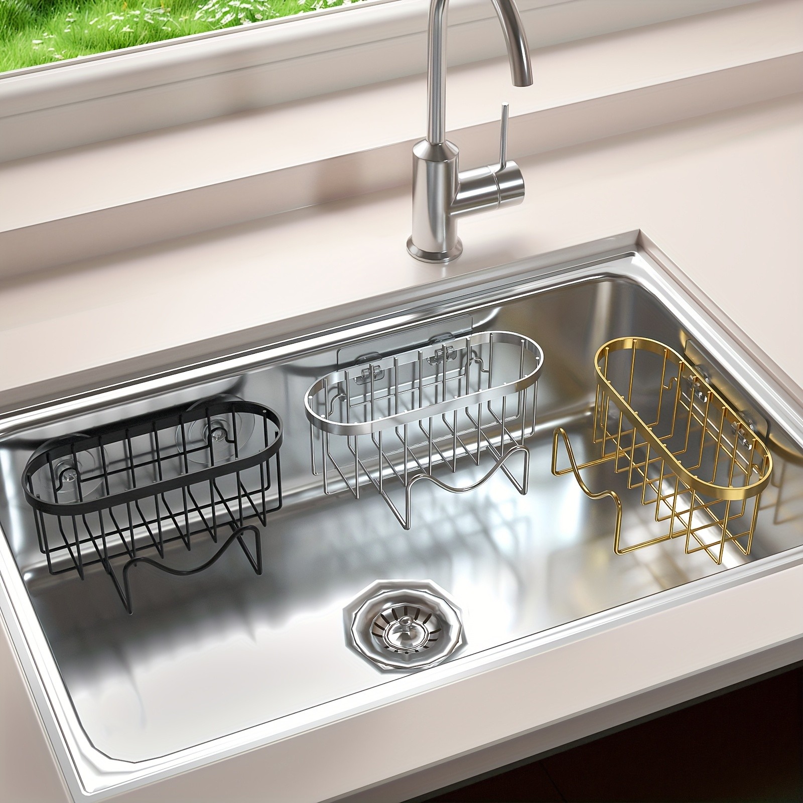 MCMLS 2-in-1 Stainless Steel Wall-Mounted Sink Caddy  Heavy-Duty Over-Sink Storage Rack for Modern NZ Kitchens