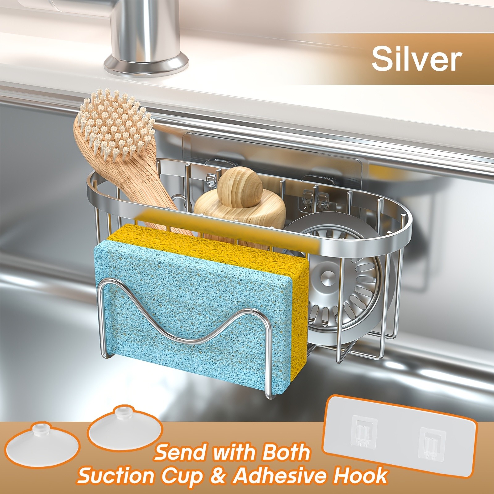 MCMLS 2-in-1 Stainless Steel Wall-Mounted Sink Caddy  Heavy-Duty Over-Sink Storage Rack for Modern NZ Kitchens