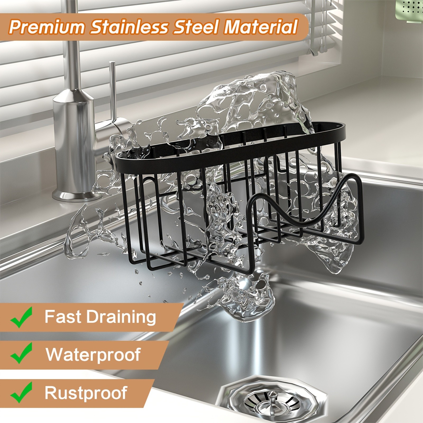 MCMLS 2-in-1 Stainless Steel Wall-Mounted Sink Caddy  Heavy-Duty Over-Sink Storage Rack for Modern NZ Kitchens