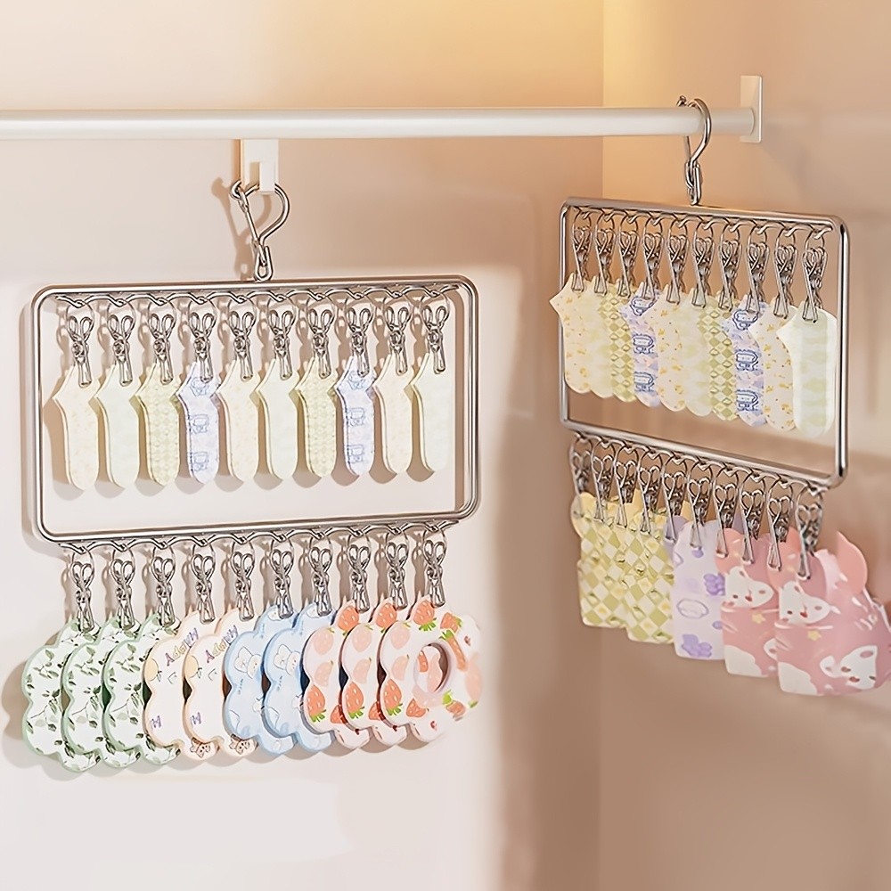 MCMLS Heavy-Duty Stainless Steel 2-Tier Hat Hanger Organizer  20-Clip Over-Door/ Ceiling Mount for NZ Closet & Laundry Storage