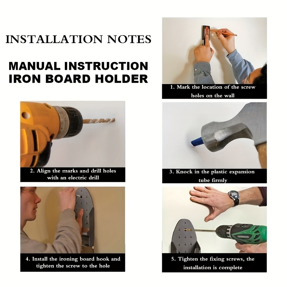 MCMLS Heavy-Duty Ironing Board Holder  Wall-Mounted Space-Saving Rack with Dual Hooks for NZ Homes & Apartments