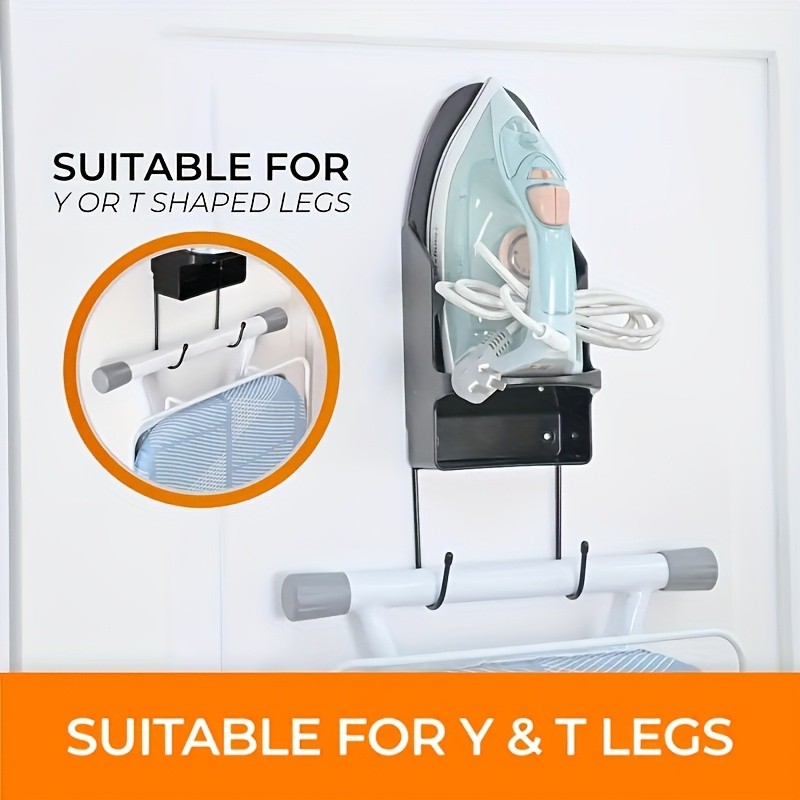 MCMLS Heavy-Duty Ironing Board Holder  Wall-Mounted Space-Saving Rack with Dual Hooks for NZ Homes & Apartments