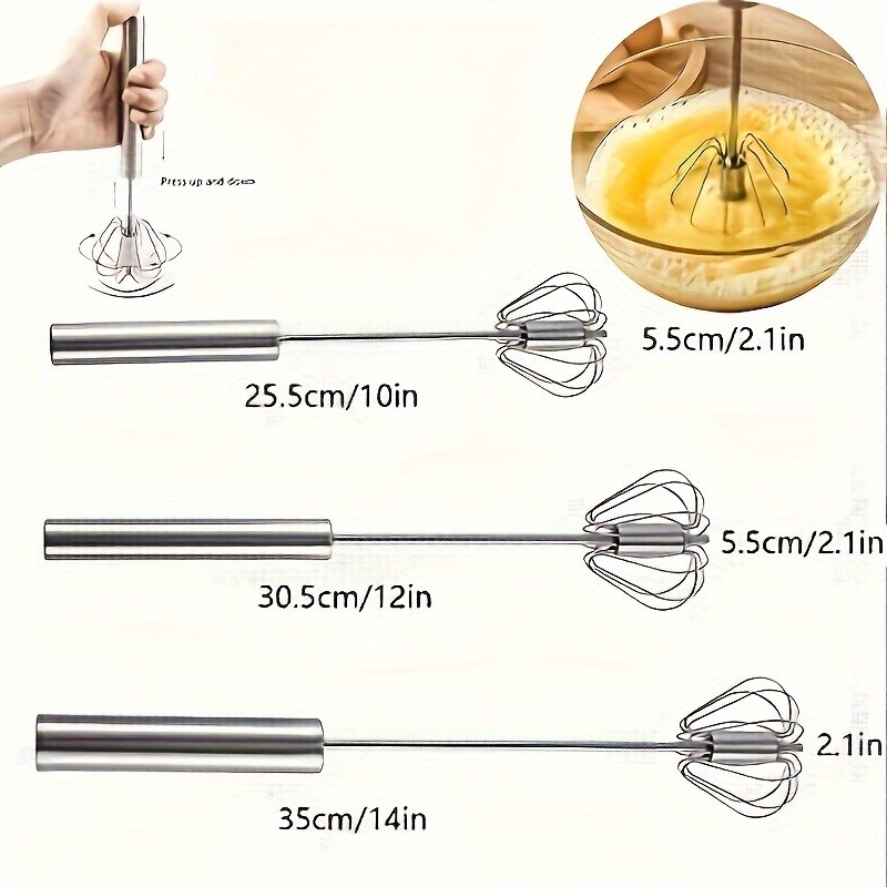 YUHUPHYLLIC Stainless Steel Semi-Automatic Hand Whisk  3-Loop Manual Whisk for Efficient Mixing & Milk Foam in NZ Kitchens