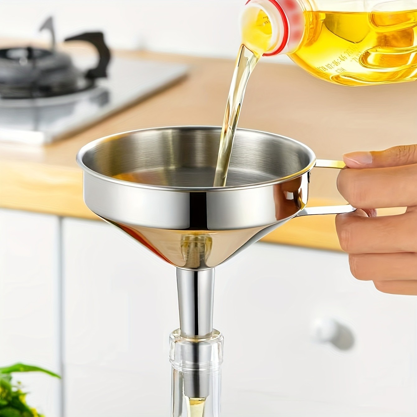 YUHUPHYLLIC 304 Stainless Steel Funnel with Wide Mouth Oil Strainer and Ladle for NZ Kitchens
