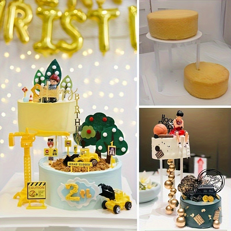 YUHUPHYLLIC 4pcs Reusable Cake Tier Set  Transparent Dividers & Cake Pins for Multi-Layered Cakes