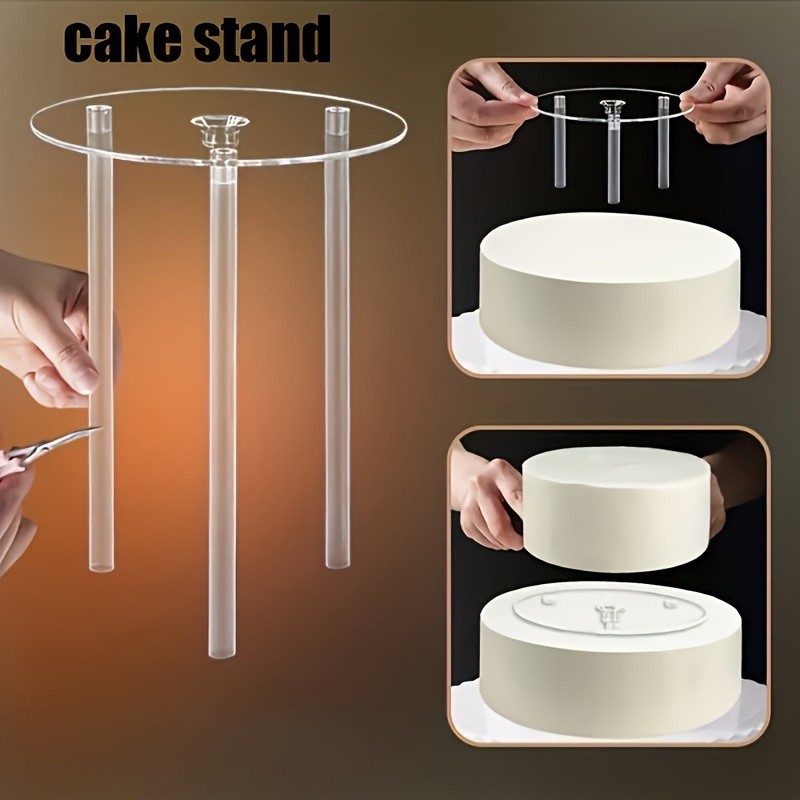 YUHUPHYLLIC 4pcs Reusable Cake Tier Set  Transparent Dividers & Cake Pins for Multi-Layered Cakes