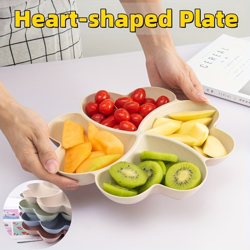 YUHUPHYLLIC Heart-Shaped Divided Fruit Tray  Reusable Snack & Dessert Platter for NZ Parties & Home Use