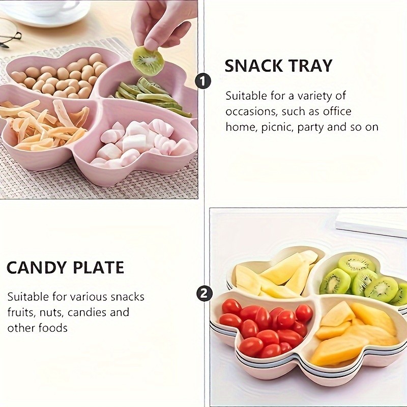 YUHUPHYLLIC Heart-Shaped Divided Fruit Tray  Reusable Snack & Dessert Platter for NZ Parties & Home Use