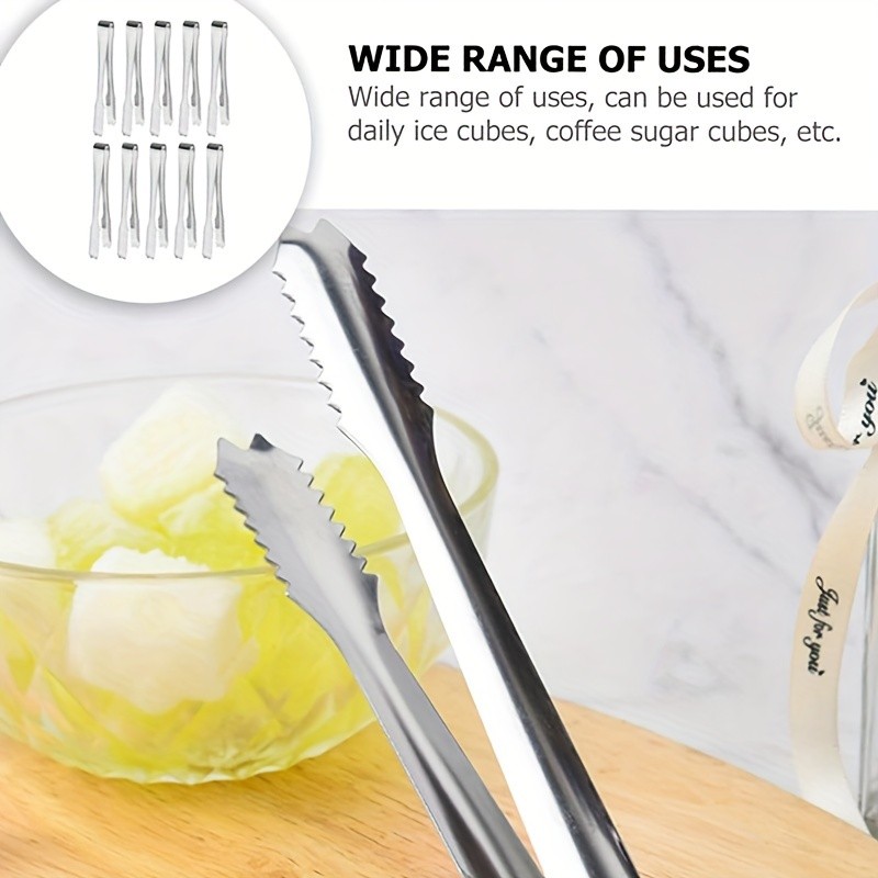 YUHUPHYLLIC Stainless Steel Ice Tongs  Multifunctional Food Tongs for NZ Kitchens, BBQs, and Buffets