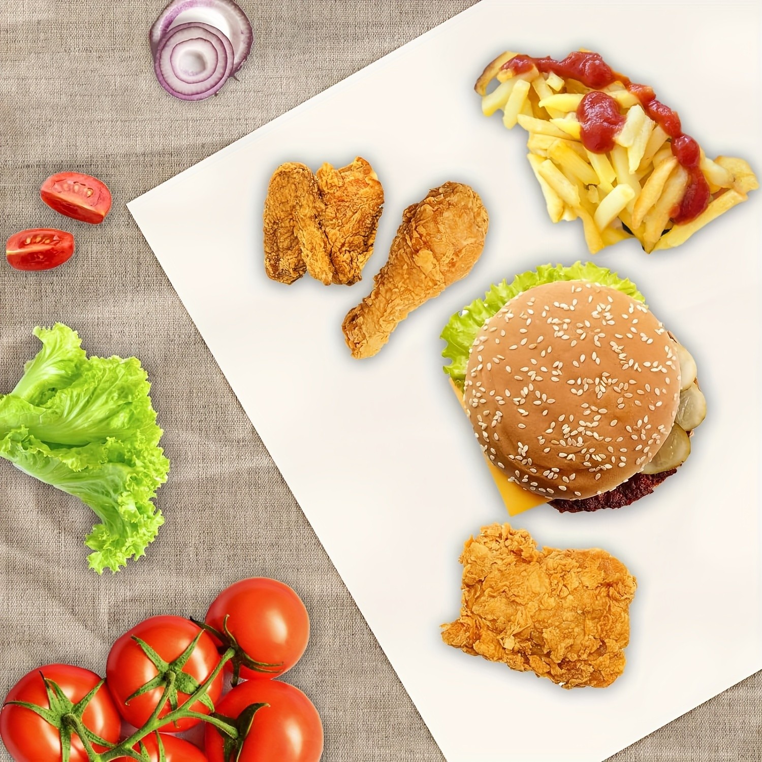 YUHUPHYLLIC 50pcs Air Fryer Liners  Non-Stick Oil Absorbing Parchment Paper for Cooking & Baking