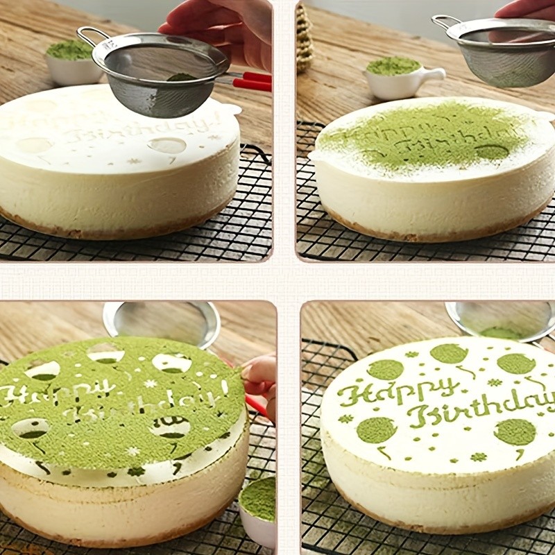 YUHUPHYLLIC 4pcs Cake Decorating Stencil Set  PVC Tools for Cupcakes, Weddings & Parties