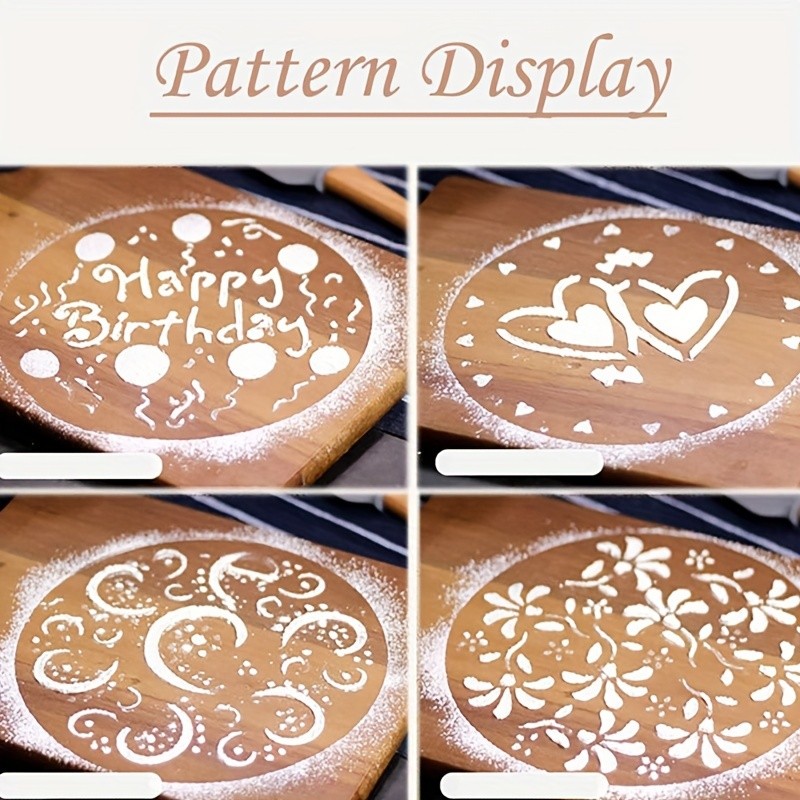 YUHUPHYLLIC 4pcs Cake Decorating Stencil Set  PVC Tools for Cupcakes, Weddings & Parties