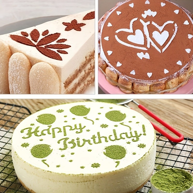 YUHUPHYLLIC 4pcs Cake Decorating Stencil Set  PVC Tools for Cupcakes, Weddings & Parties