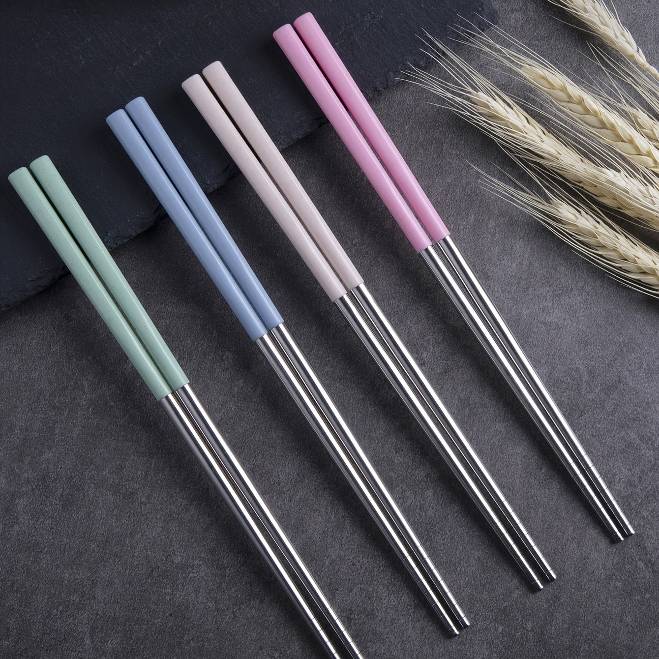 YUHUPHYLLIC 4 Pairs Stainless Steel Chopsticks  Reusable, Non-Slip, Dishwasher Safe Utensils for NZ Dining