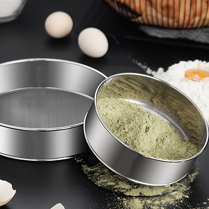 YUHUPHYLLIC Stainless Steel Fine Mesh Flour Sifter  Multi-Functional Tool for Cakes, Tarts, and Breads